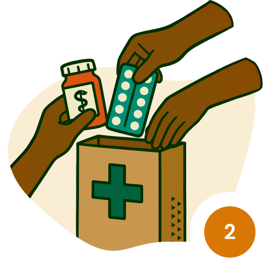 Pharmacist preparing basket icon